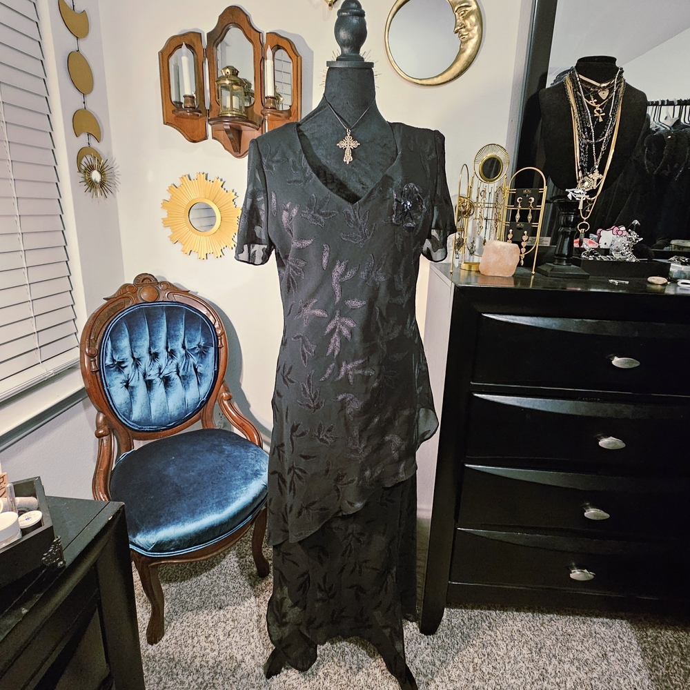 Cato Black Asymmetrical Floral Dress